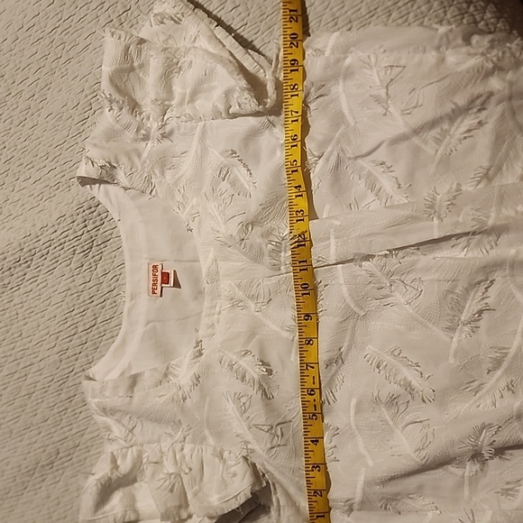 Great for Holiday Event ❄️🥂 Persifor White Embroidered Fringe Leaf Clare Dress - Picture 8 of 12